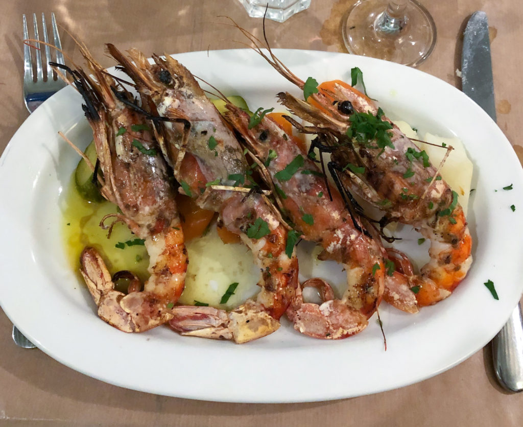 fresh grilled shrimp in Greece