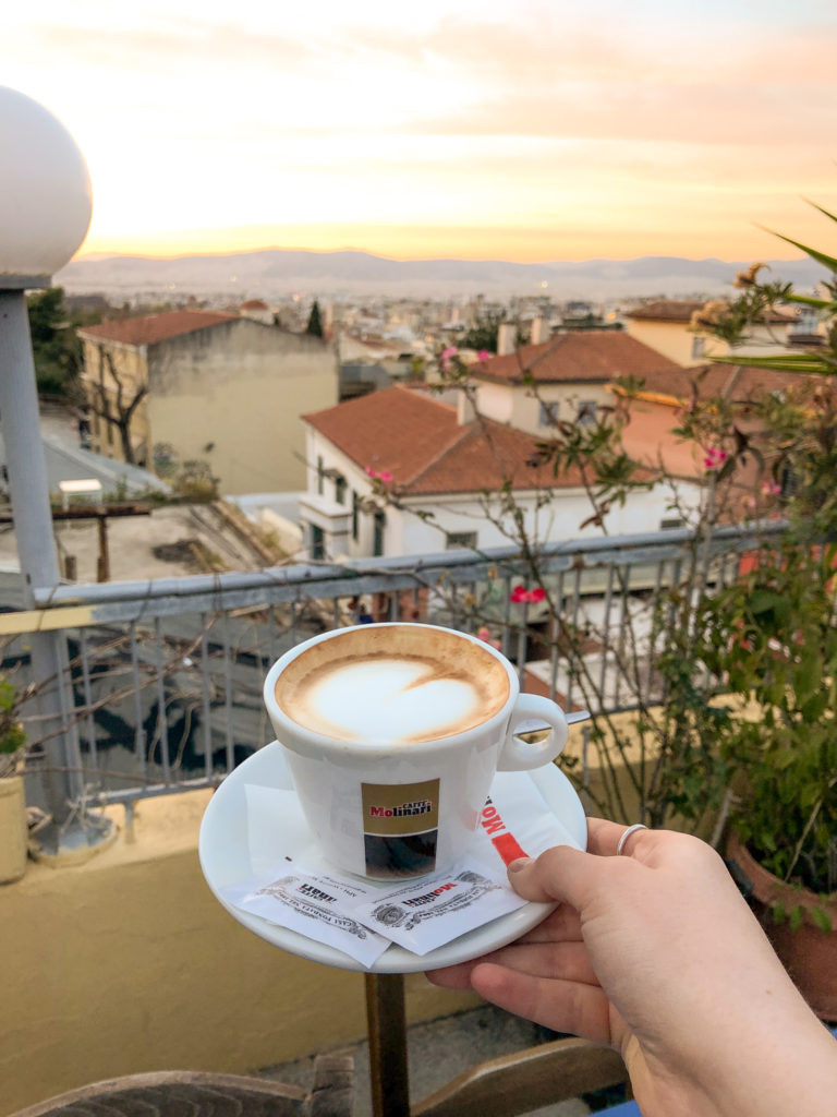 rooftop cappuccino in Plaka