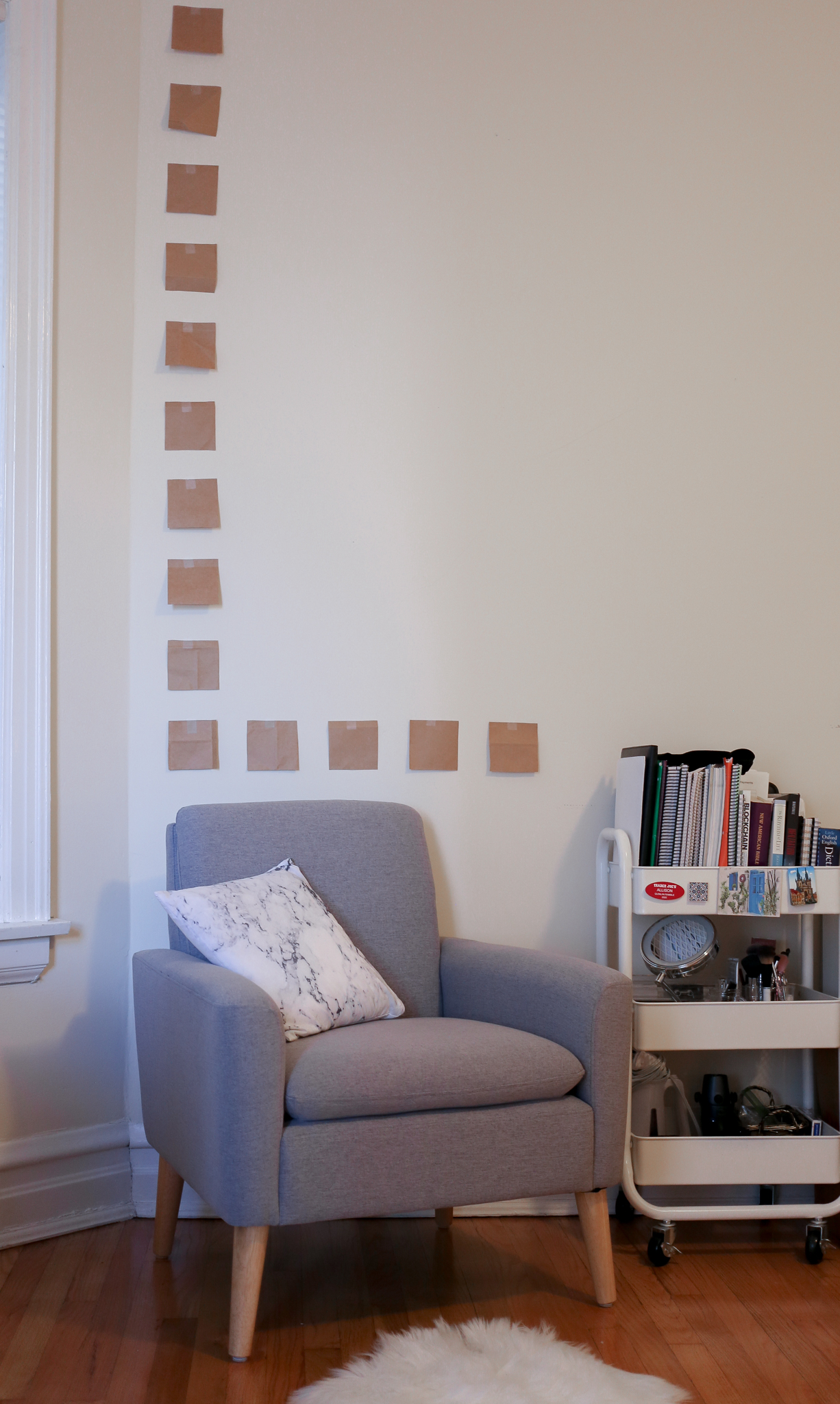 templates on the wall to guide placement